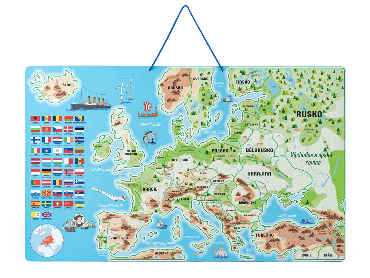 Woody Magnetická mapa Evropy, společenská hra 3v1, ČJ