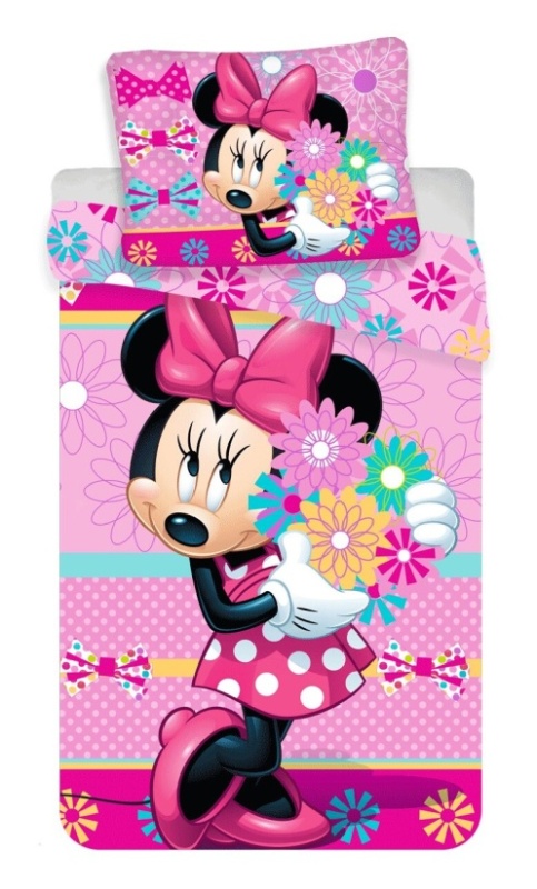 Jerry Fabrics, bavlněné povlečení Minnie a květiny, 140x200, 90x70cm