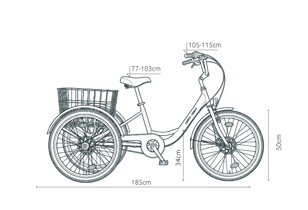 LIBERTY TRINITY Elektro trojkolka 24" 6spd Disk, ZM, diferenciál, 36V 17,5Ah, černá