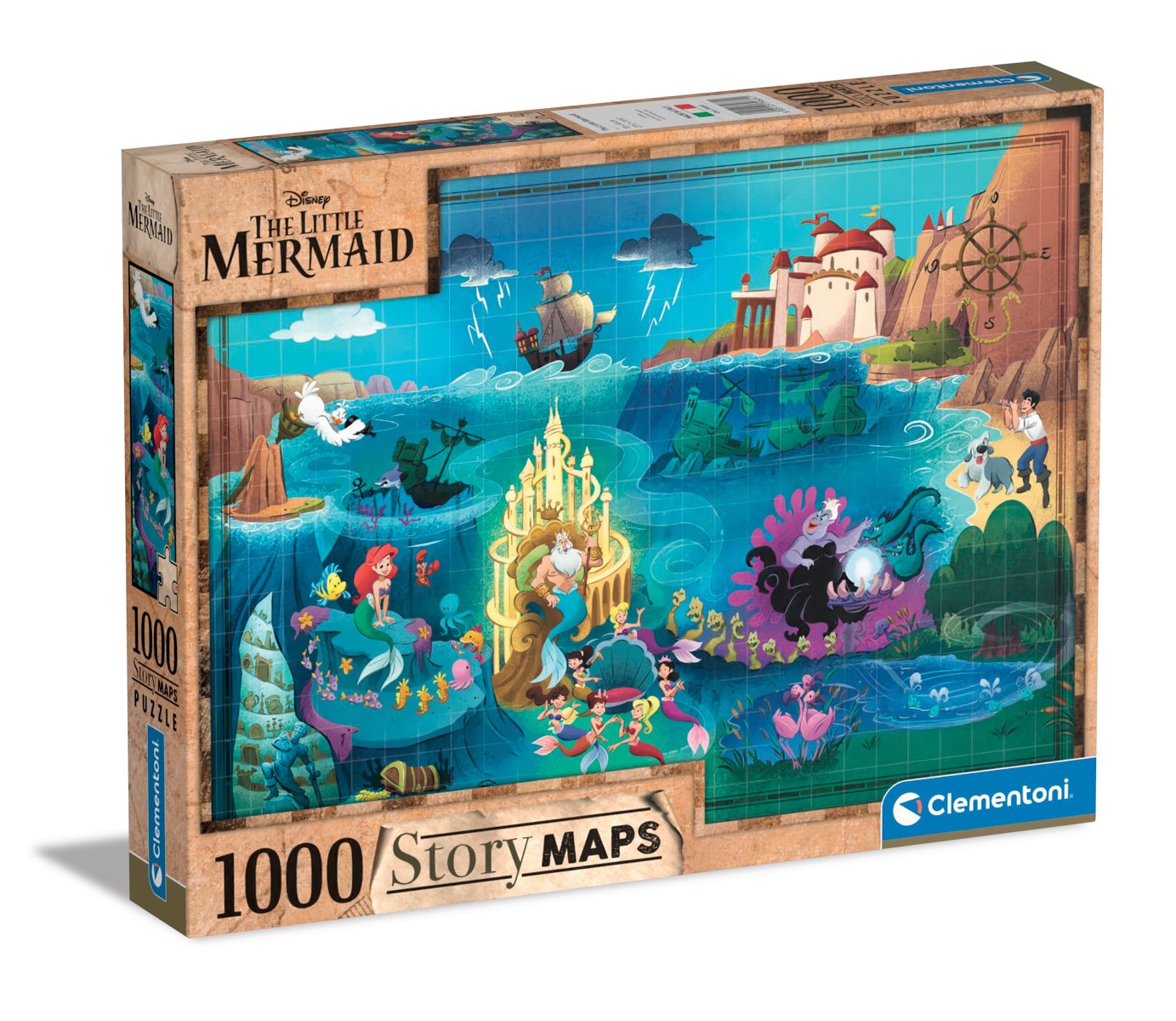 Clementoni Puzzle Disney Mapa, Malá mořská víla, 1000 dílků