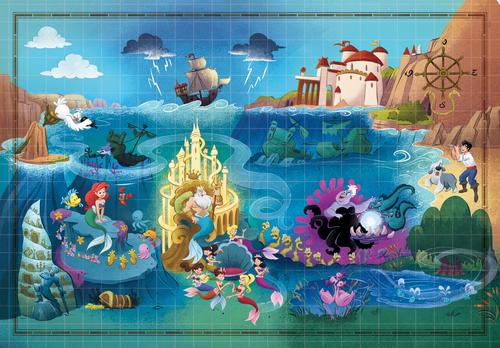 Clementoni Puzzle Disney Mapa, Malá mořská víla, 1000 dílků