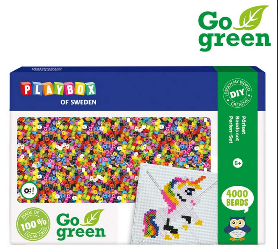 Playbox zažehlovací korálky Go Green mix, 4000ks