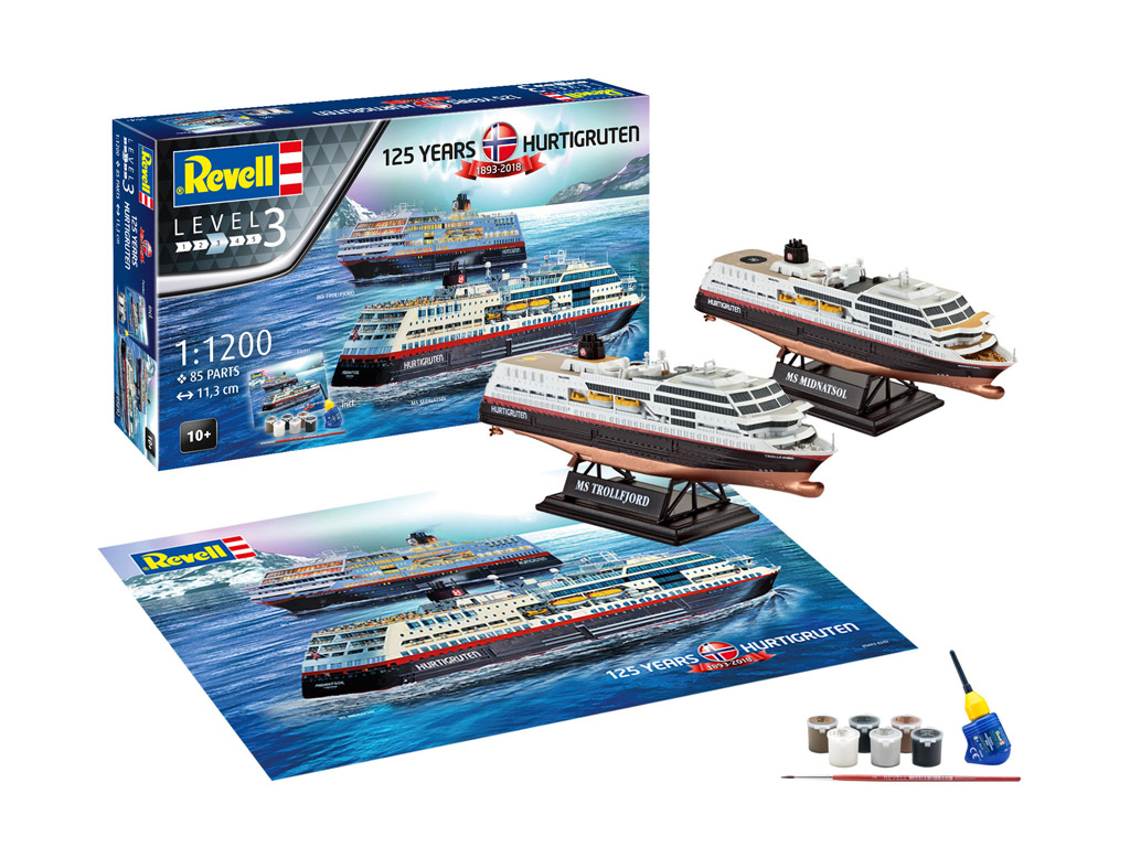 Revell GiftSet 125 Years Hurtigruten TROLLFJORD a MIDNATSOL (1:1200)