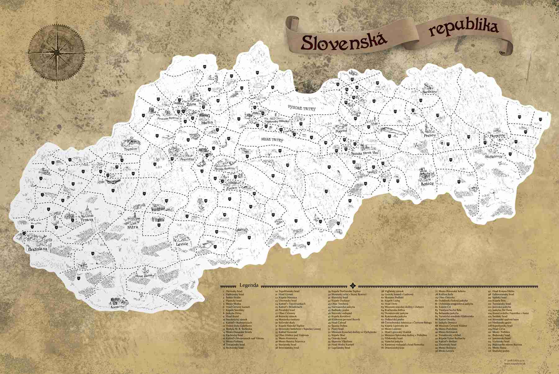 Giftio Stírací mapa Slovenská republika Deluxe XL, Stříbrná