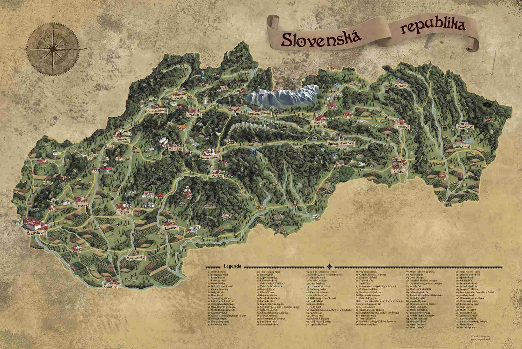Giftio Stírací mapa Slovenská republika Deluxe XL, Stříbrná