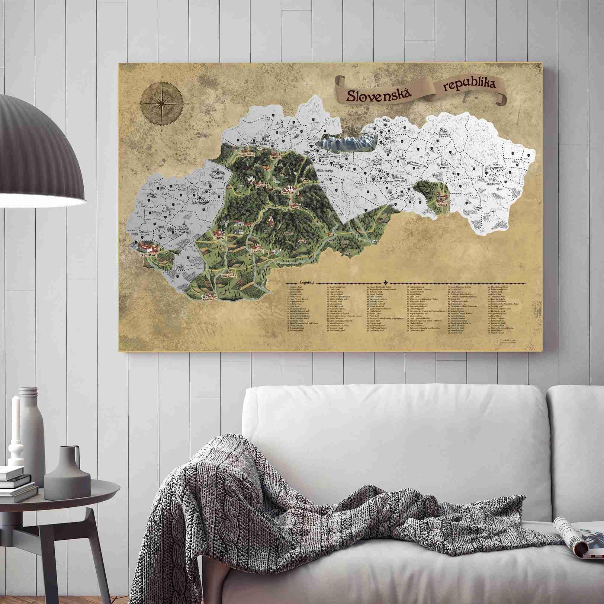 Giftio Stírací mapa Slovenská republika Deluxe XL, Stříbrná