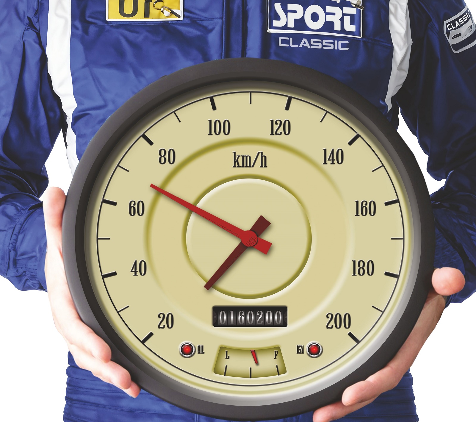 Retro nástěnné hodiny Speedometer, průměr 29,5 cm