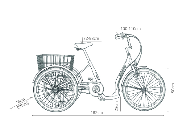 LIBERTY COMFY e-trojkolka 24" 6spd Disk, diferenciál, antracitová, 36V 17,5Ah