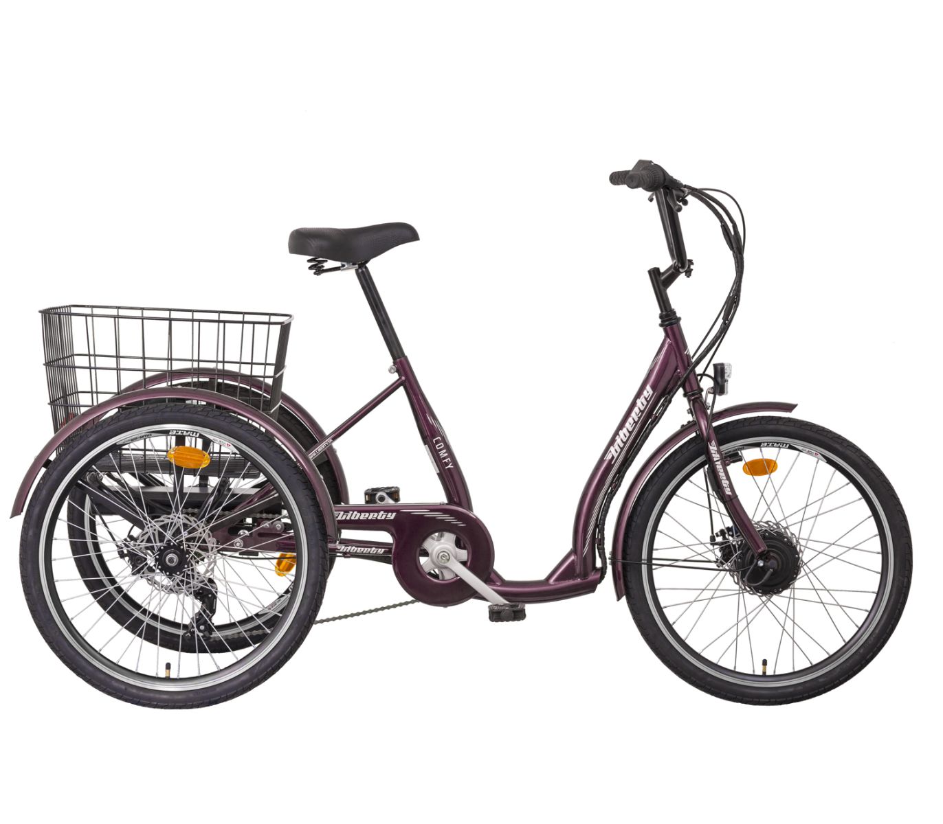 LIBERTY COMFY e-trojkolka 24" 6spd Disk, diferenciál, fialová, 36V 14Ah