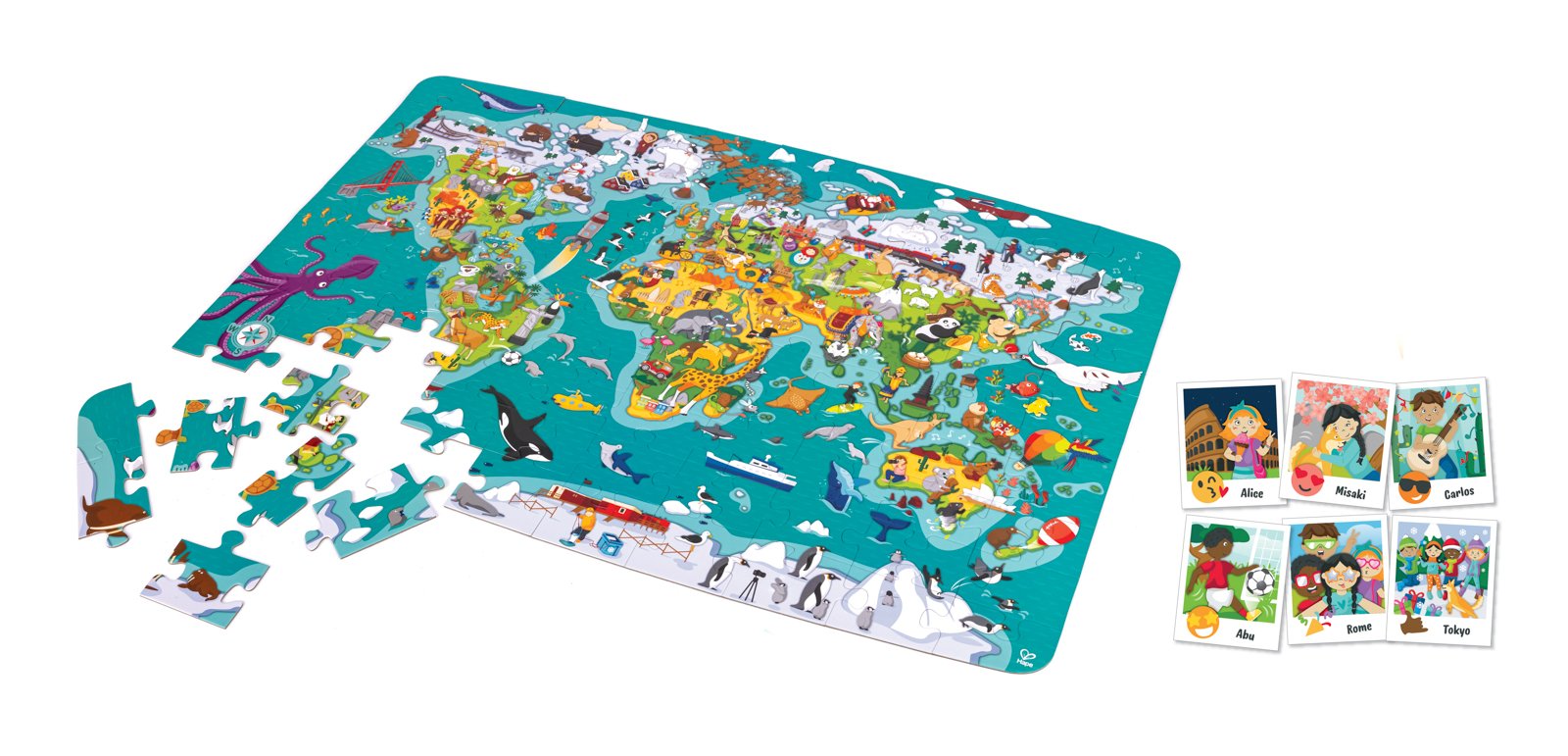 Hape Puzzle Mapa světa 2v1, 105 dílků