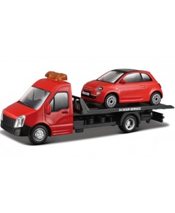 Bburago Car Hauler a Fiat 500 (red) 1:43