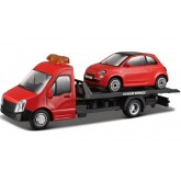 Bburago Car Hauler a Fiat 500 (red) 1:43