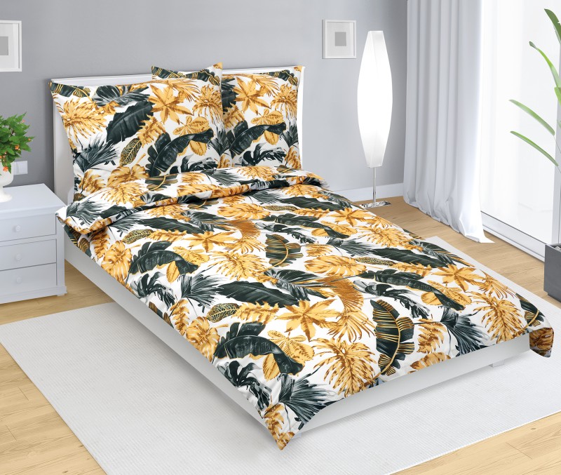 Bellatex Povlečení bavlna, Listy palmové zlaté - 140x200, 70x90 cm