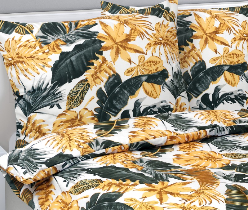 Bellatex Povlečení bavlna, Listy palmové zlaté - 140x200, 70x90 cm