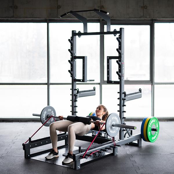 HMS SMP01 Multifunkční stojan s platformou pro zvedání činek a Hip Thrust