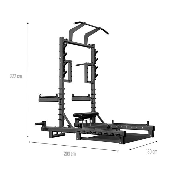 HMS SMP01 Multifunkční stojan s platformou pro zvedání činek a Hip Thrust