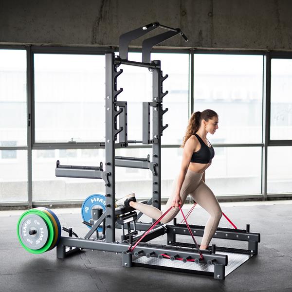 HMS SMP01 Multifunkční stojan s platformou pro zvedání činek a Hip Thrust