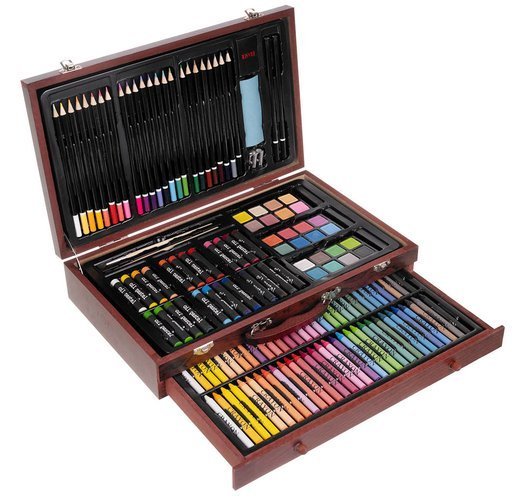 Iso Trade kreativní a výtvarná sada 143ks, dřevěný kufřík