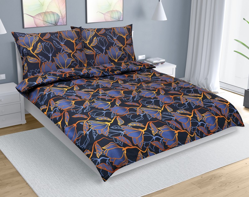Bellatex Povlečení bavlna, Květ tmavě modrý - 200x220, 2ks 70x90cm