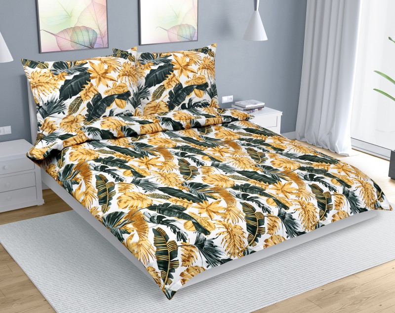 Bellatex Povlečení bavlna - Listy palmové zlaté, - 200x220, 2ks 70x90cm