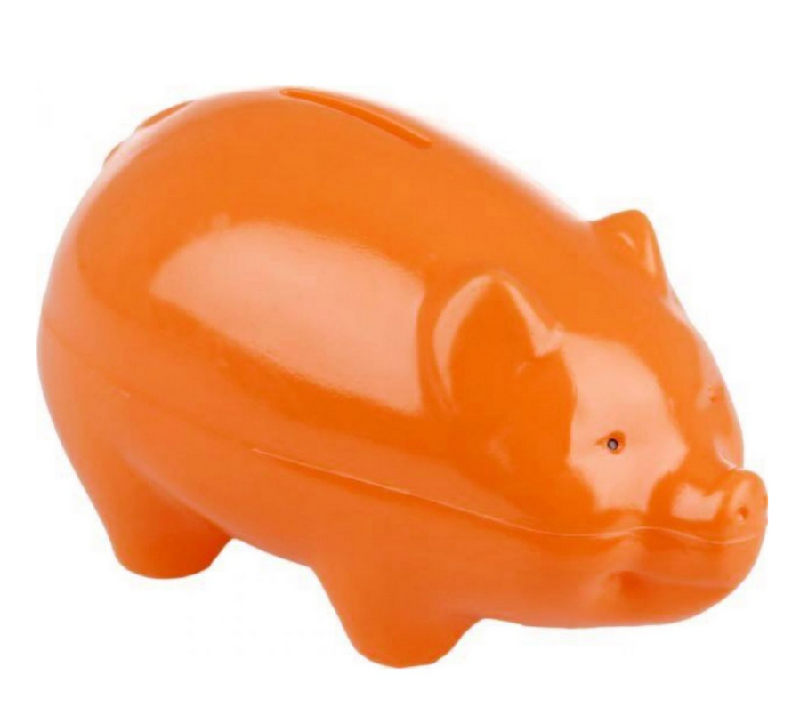 Plastová pokladnička, Prasátko Oranžové 16 cm