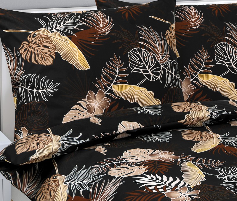 Bellatex Povlečení bavlna, Monstera tmavě hnědá - 140x200, 70x90cm