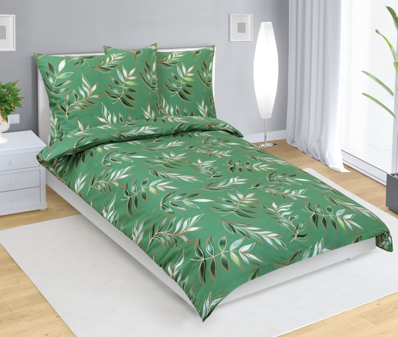 Bellatex Povlečení bavlna, List zelený - 140x200, 70x90cm