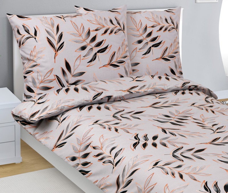 Bellatex Povlečení bavlna, List šedý - 140x200, 70x90cm