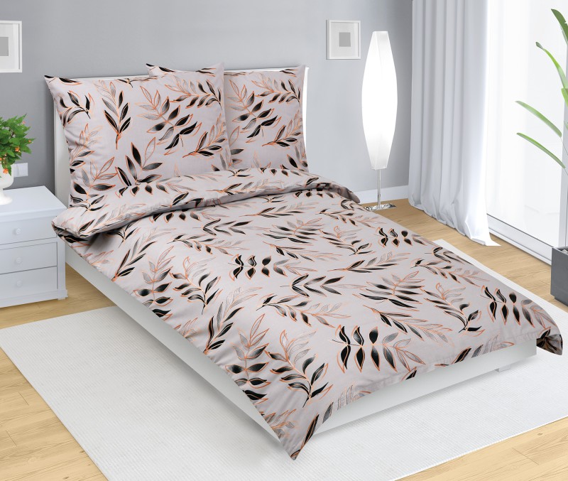 Bellatex Povlečení bavlna, List šedý - 140x200, 70x90cm
