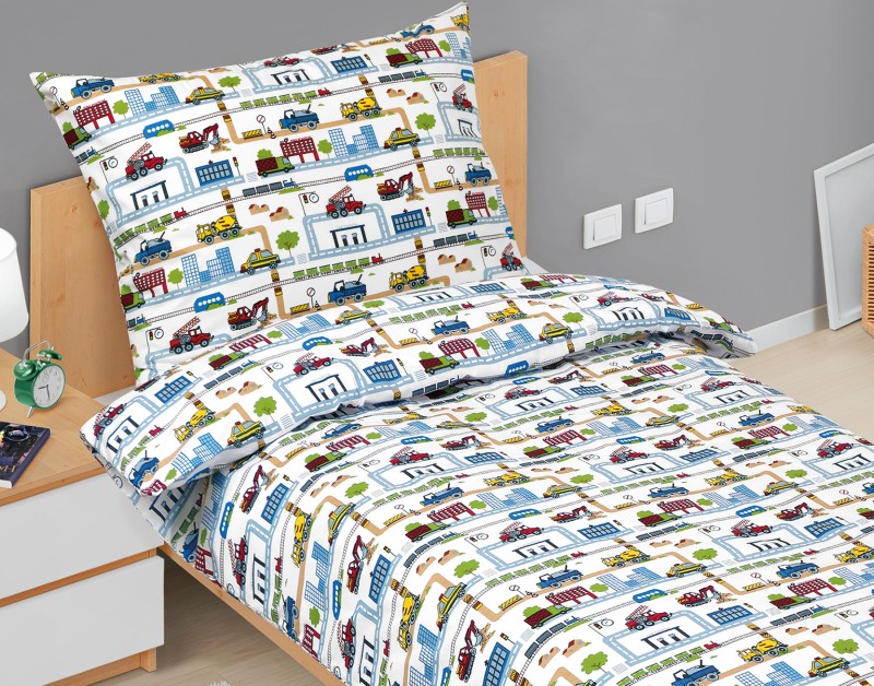 Bellatex Povlečení bavlněné Junior, Město - 140x200, 70x90 cm
