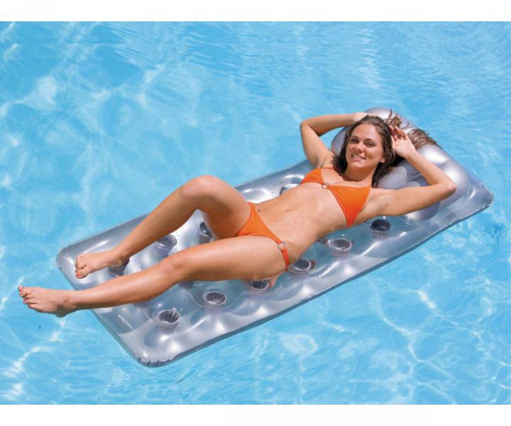Intex 58894 Nafukovací lehátko s otvory, Stříbrné 188x71 cm