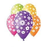 Nafukovací balonky s potiskem kytiček průměr 30cm, 5ks