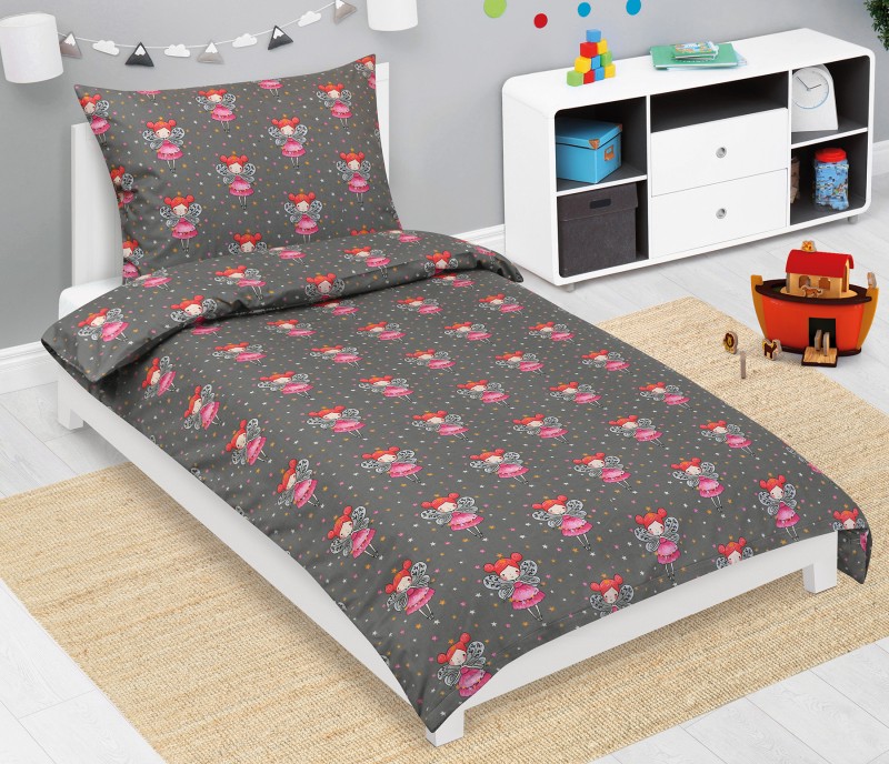 Bellatex Povlečení bavlněné Junior, Víla šedorůžová - 140x200, 70x90cm