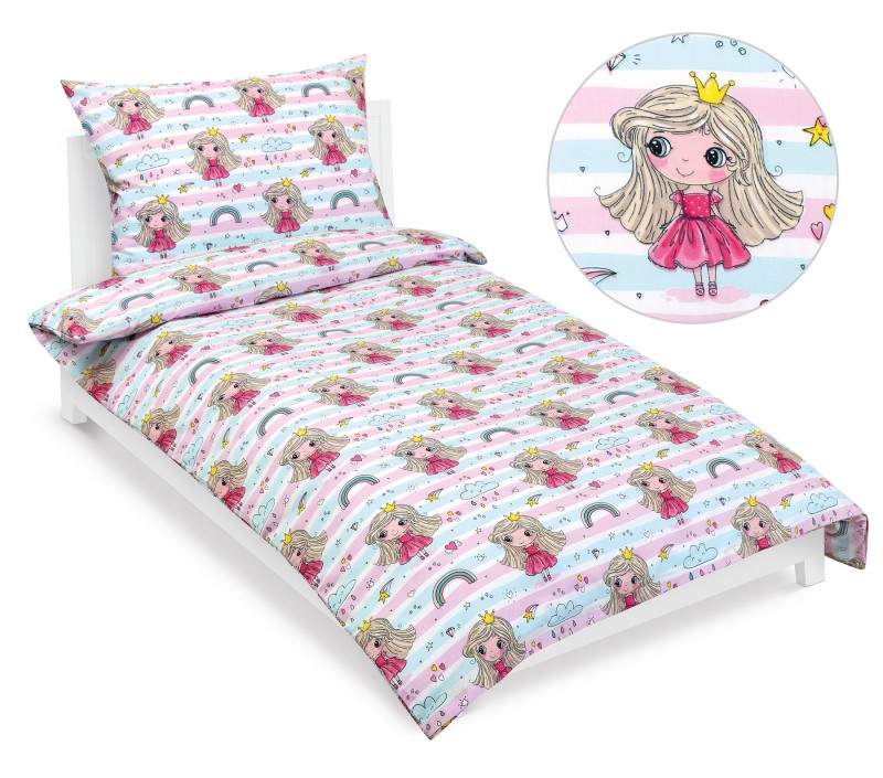Bellatex Povlečení bavlněné Junior, Princezna s duhou - 140x200, 70x90cm