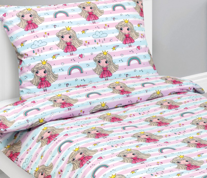 Bellatex Povlečení bavlněné Junior, Princezna s duhou - 140x200, 70x90cm