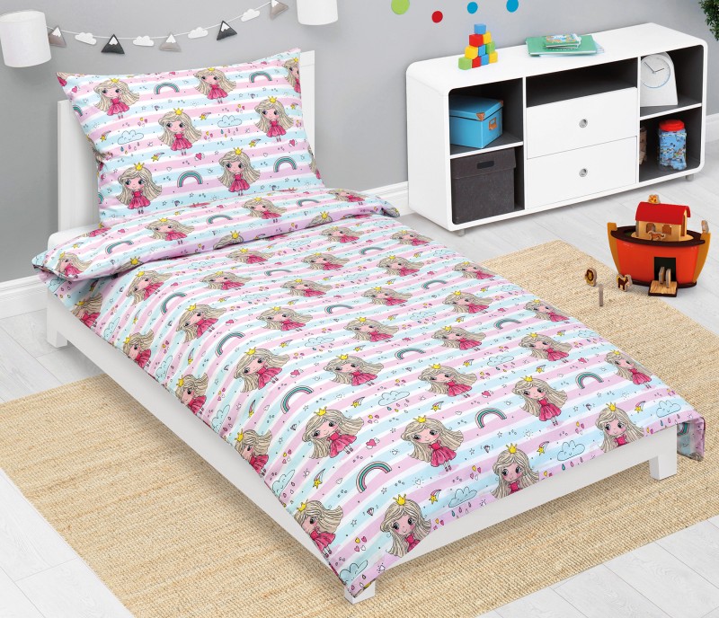 Bellatex Povlečení bavlněné Junior, Princezna s duhou - 140x200, 70x90cm