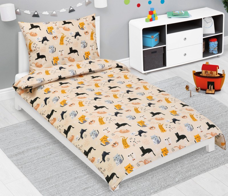 Bellatex Povlečení bavlna Junior, Kočička béžová - 140x200, 70x90cm