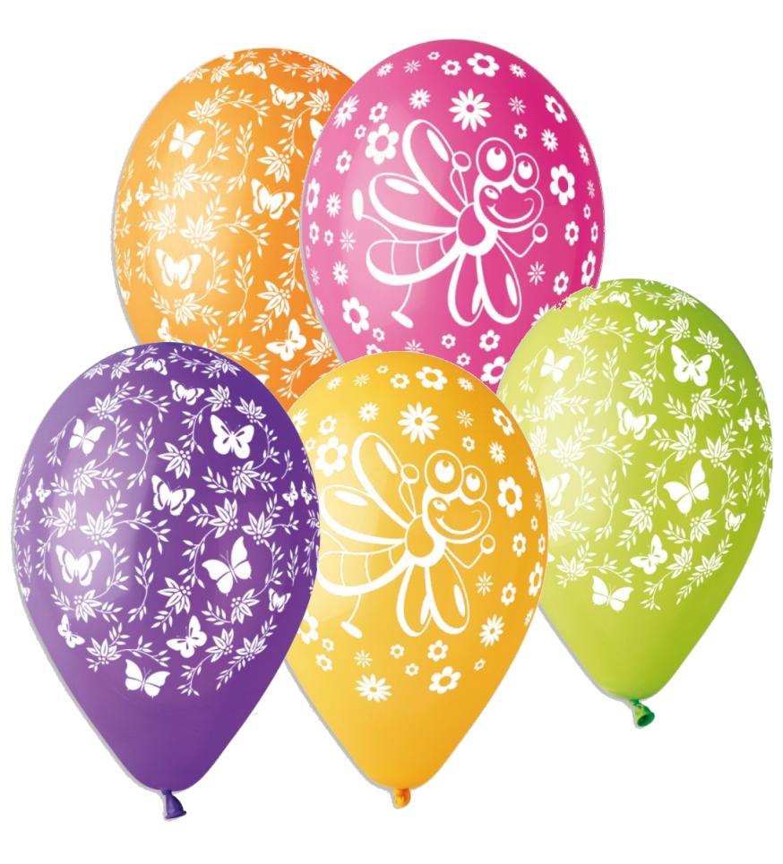 Nafukovací balonky s potiskem motýlů průměr 30cm, 5ks
