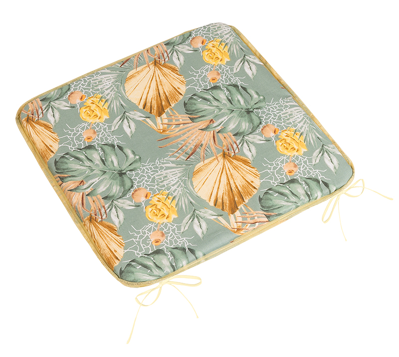 Bellatex Sedák Adéla hladký, Monstera, růže žlutá - 40x40 cm