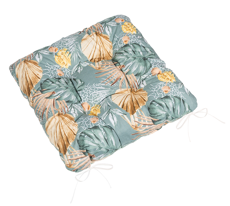 Bellatex Sedák Adéla prošívaný, Monstera, růže žlutá - 40x40 cm