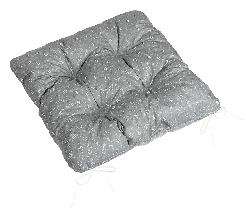 Bellatex Sedák Adéla prošívaný, Pnoucí kvítek šedý - 40x40 cm