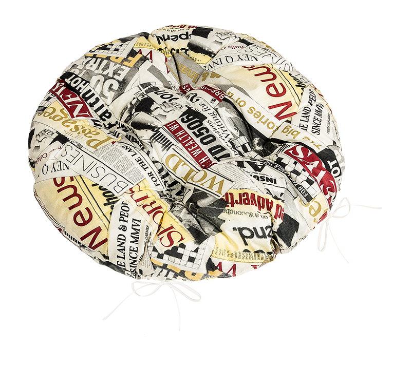 Bellatex Sedák Adéla kulatý prošívaný, Noviny červené - průměr 40cm