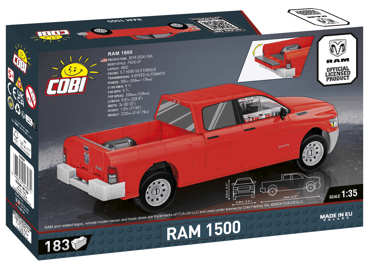 Cobi 24607 RAM 1500 červený, 1:35, 183 kostek