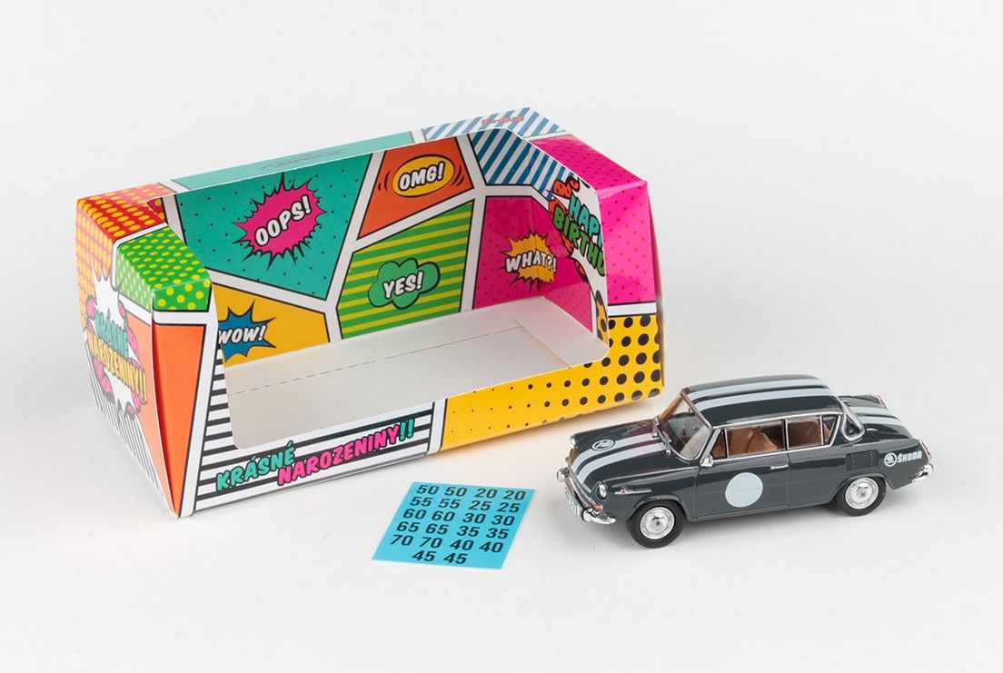 Abrex Škoda 1100MBX (1969) Šedé, Narozeninové Embéixo 1:43
