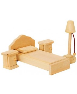 MaDe sada dřevěného nábytku pro panenky Ložnice
