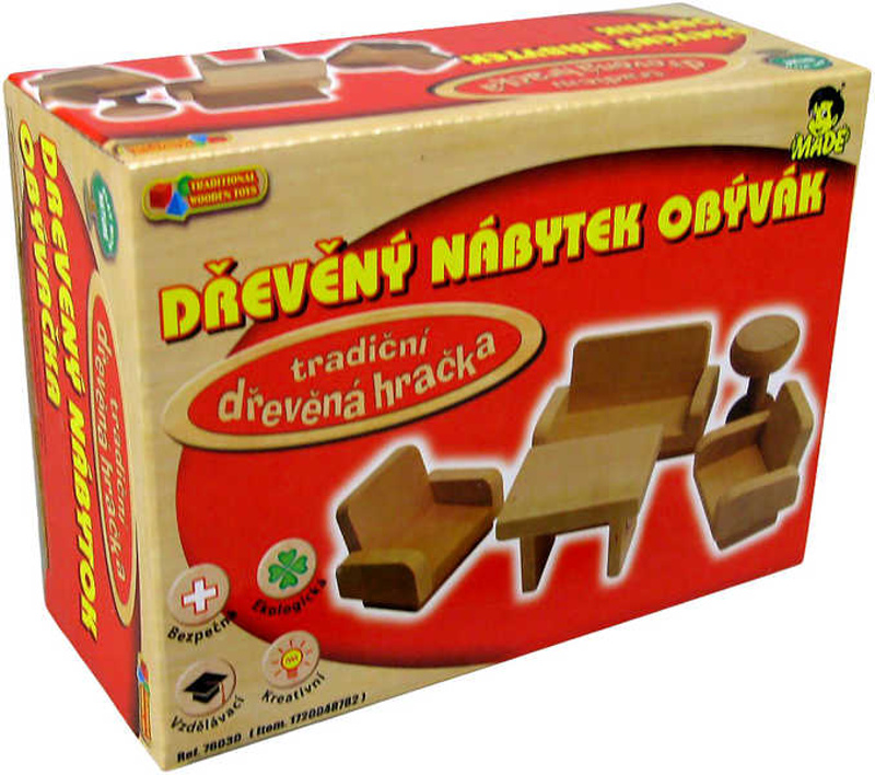 MaDe sada dřevěného nábytku pro panenky Obývák