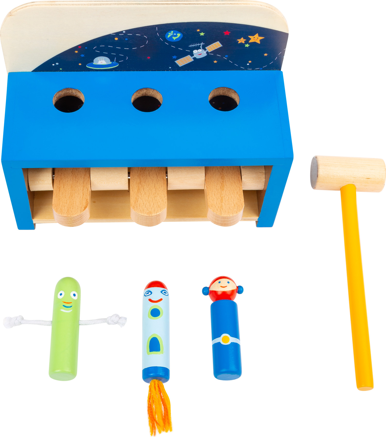 Small Foot Dřevěné zatloukadlo, Vesmírní panáčci