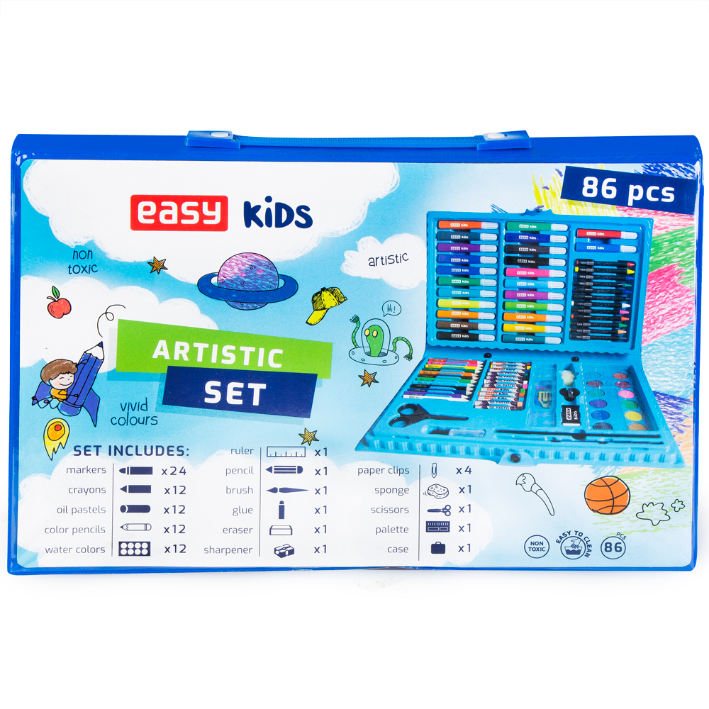 Easy kreativní a výtvarná sada 86 kusů, modrá