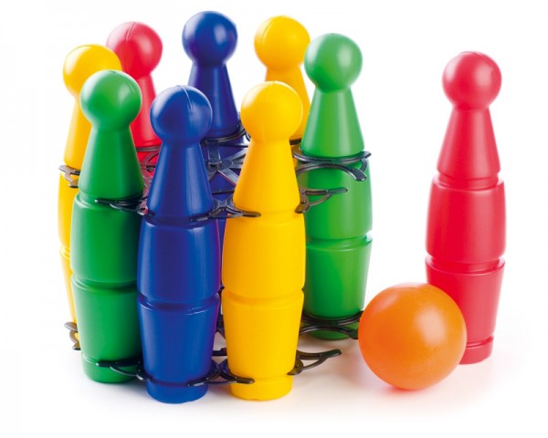 Plastové kuželky 9+1 v držáku, 23cm
