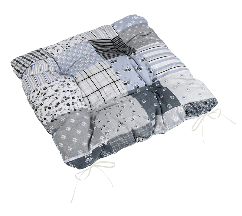 Bellatex Sedák Adéla prošívaný, Patchwork šedý - 40x40cm